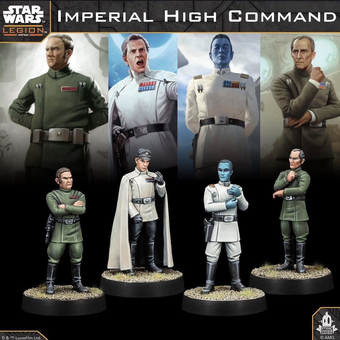 Imperial High Command: four officer miniatures with their portraits